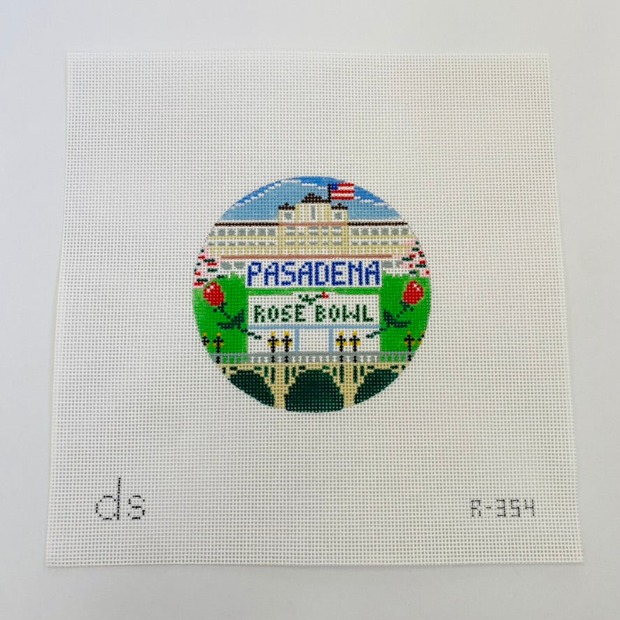 Rose Bowl Travel Round Needlepoint Canvas