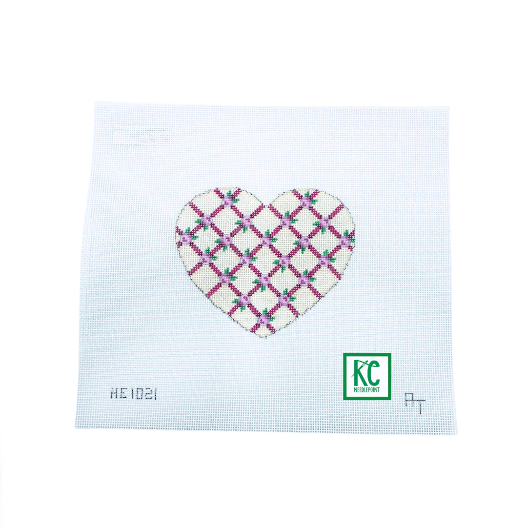 Rosebud Lattice Heart Canvas