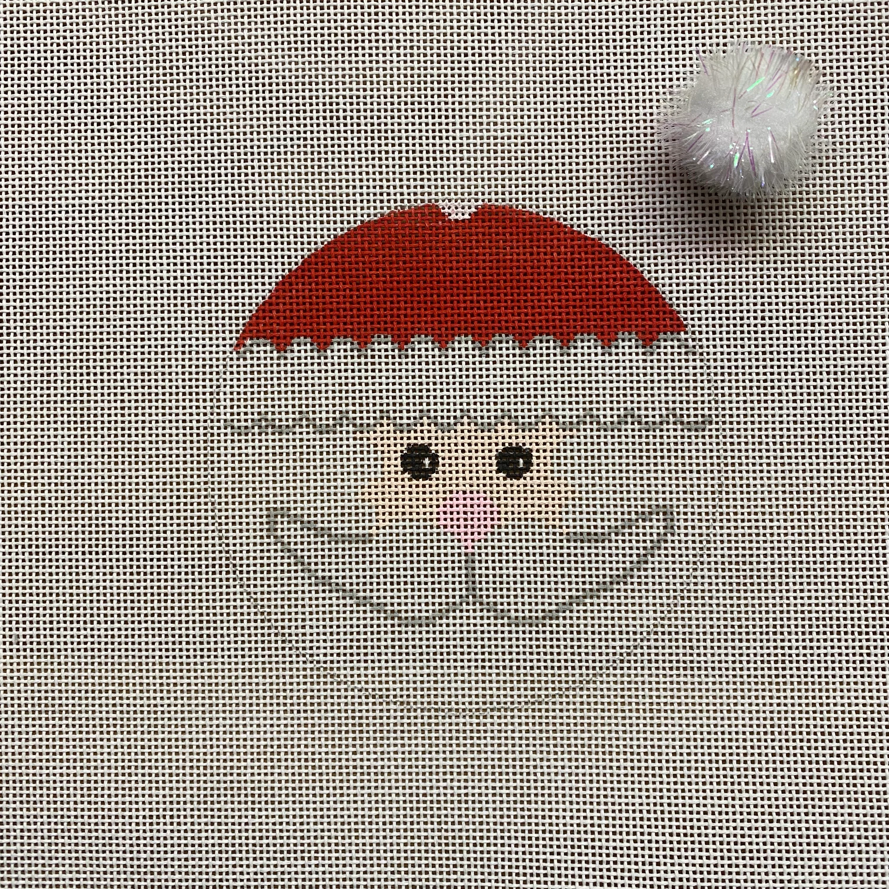 Santa Face Round with Pom Pom Hat Canvas