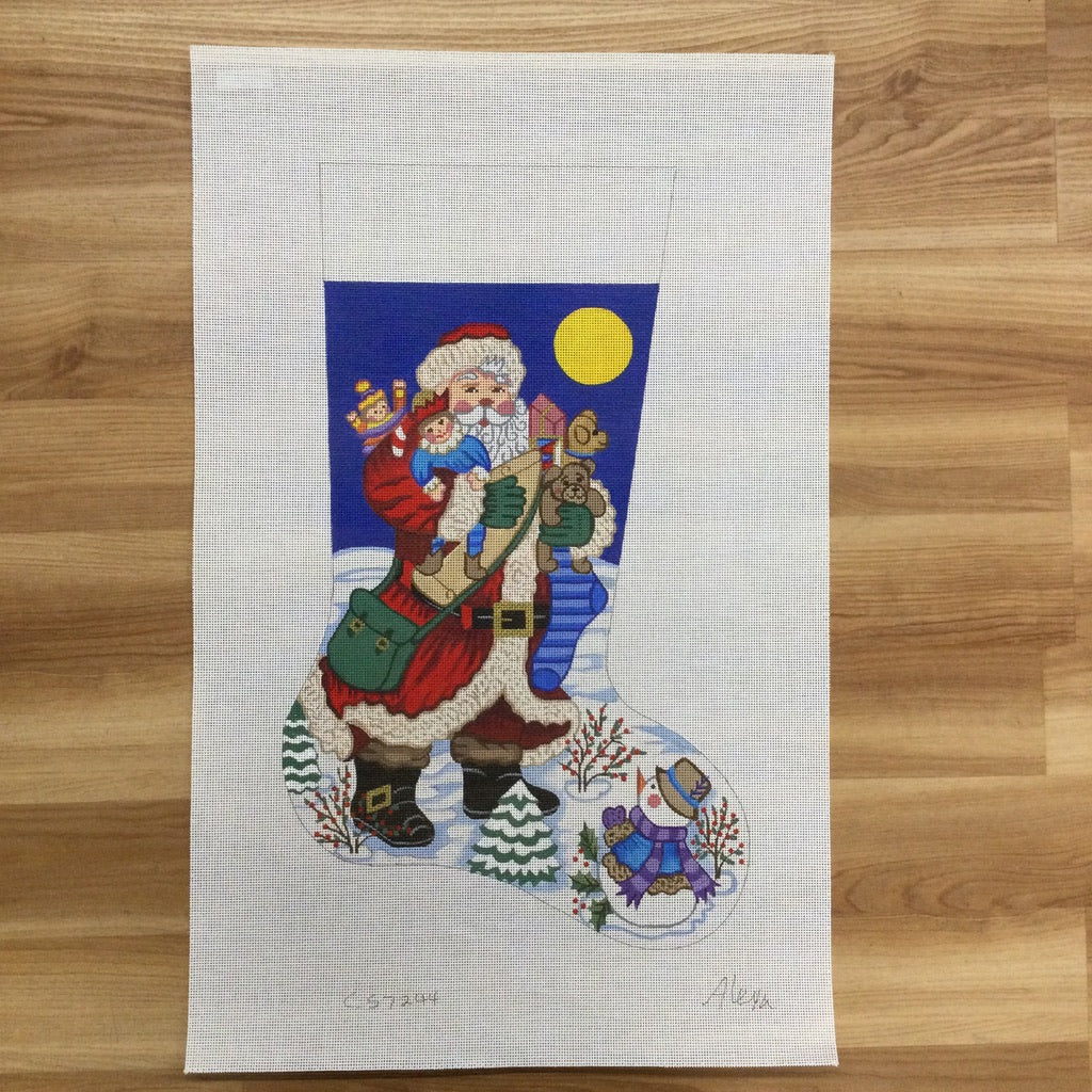 Santa and Snowman Stocking Canvas 7244