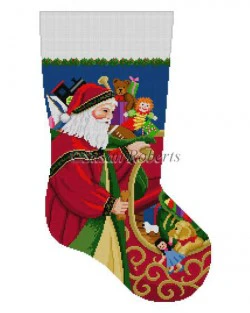 Santa at Sleigh Stocking Canvas