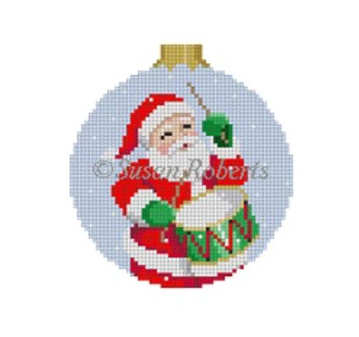 Santa Drumming Round Canvas