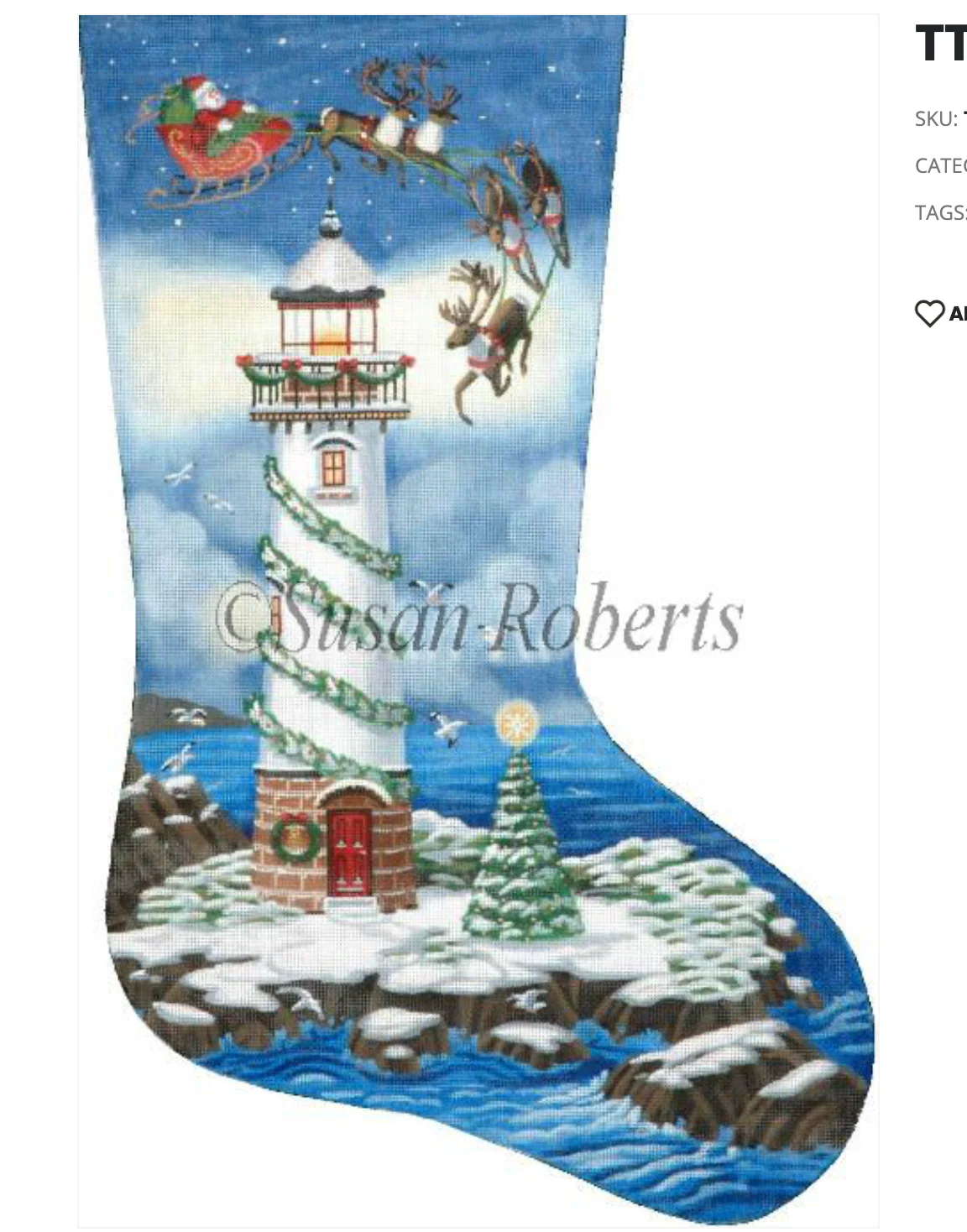 Santa Lighthouse Stocking Canvas
