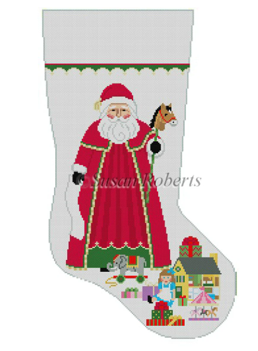 Santa with Girl Toys Stocking Canvas