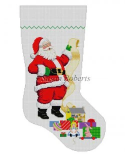 Santa with List Girl Toys Stocking Canvas