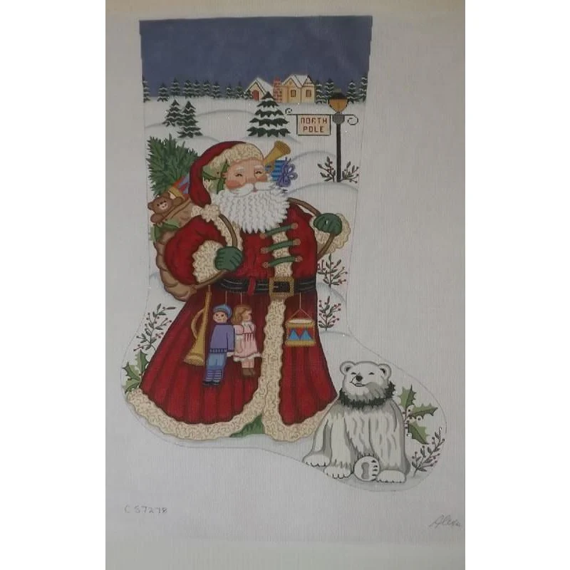 Santa with Polar Bear Canvas