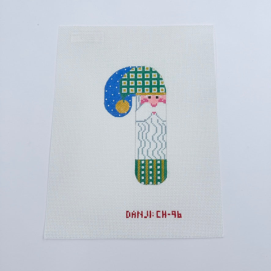 Santa with Star Candy Cane Canvas