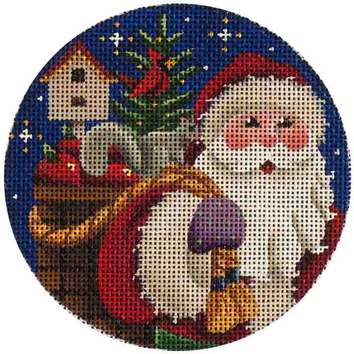 Santa's Bag of Toys Round Canvas