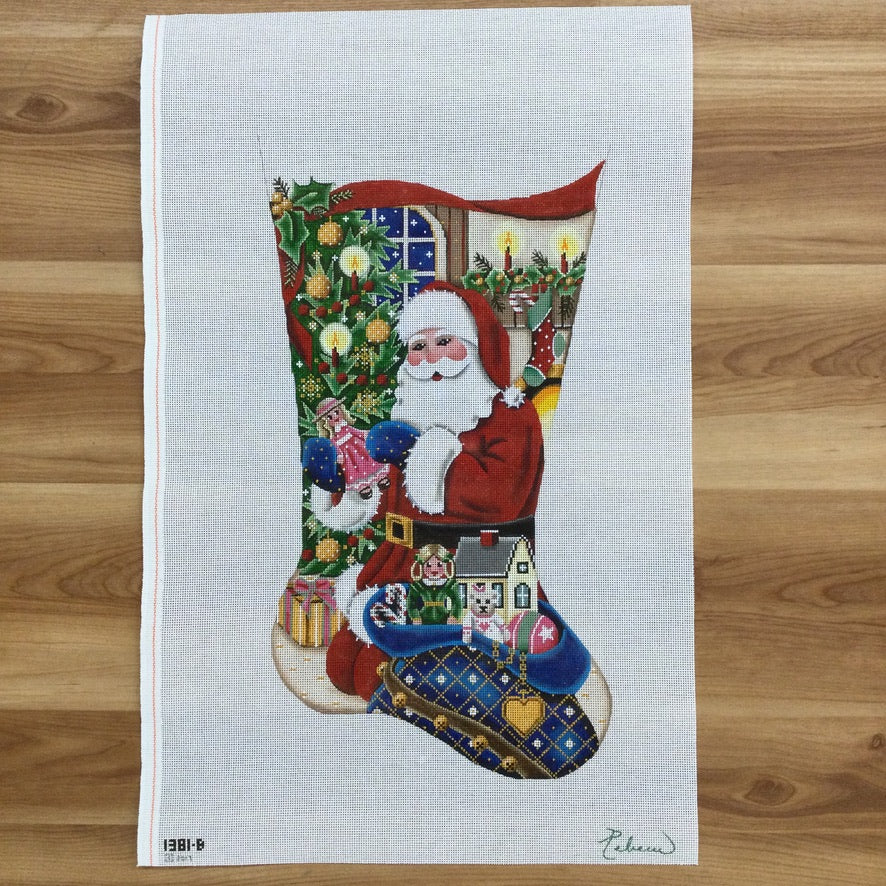 Santa's Presents Girl Stocking Canvas