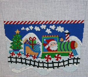 Santa's Toy Train Stocking Topper Canvas