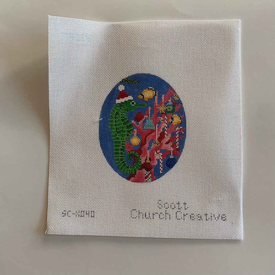 Seahorse Decorating Coral Canvas