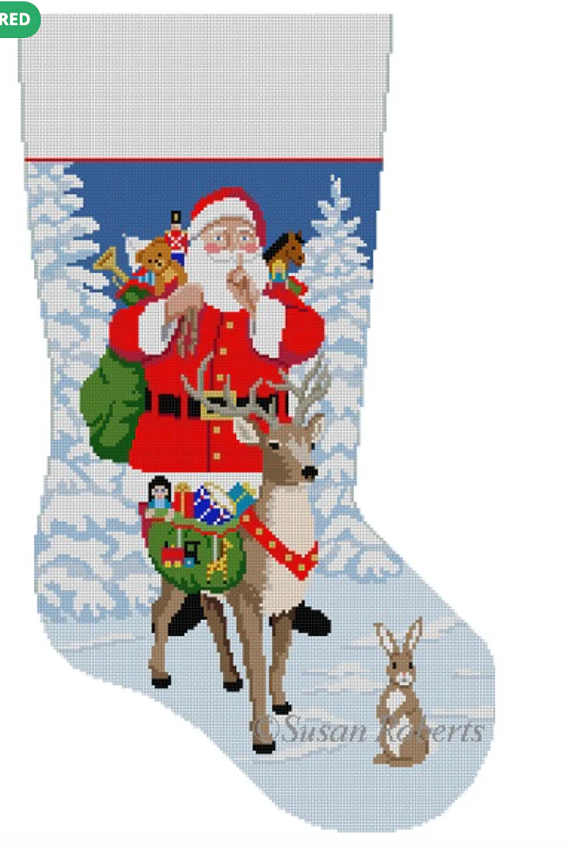 Shh, Santa Reindeer Bringing Toys Stocking