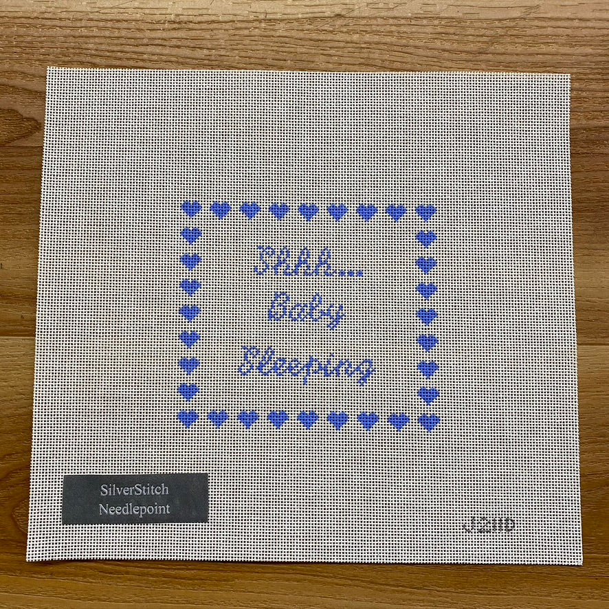 Shhh... Baby Sleeping Blue Canvas