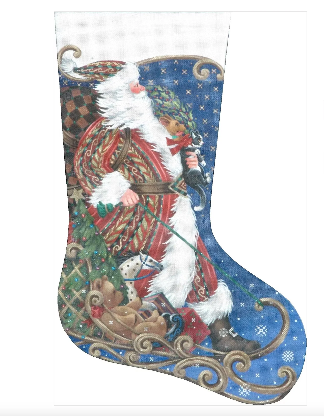 Sledding Santa Stocking Canvas