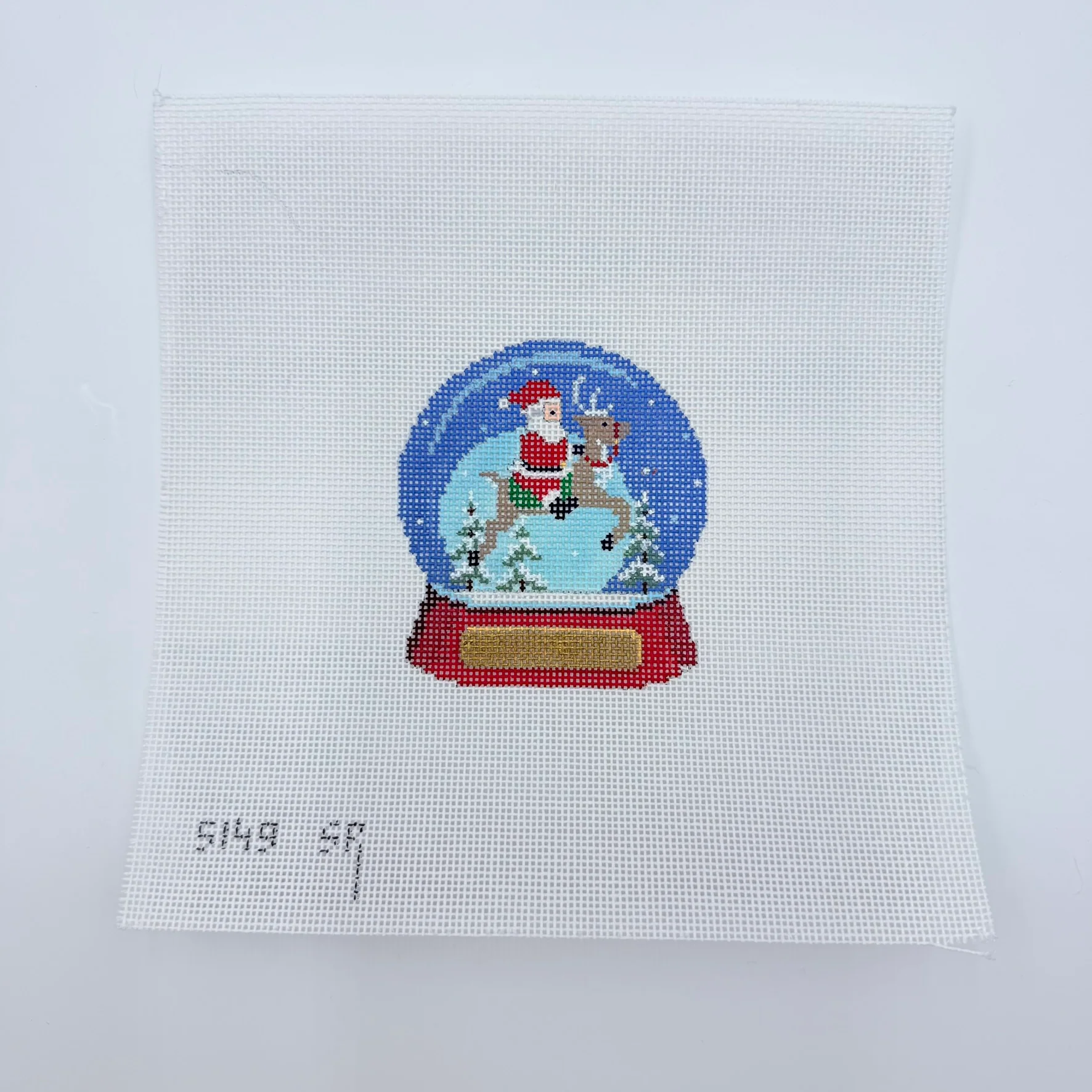 Snow Globe Santa Riding Reindeer Canvas