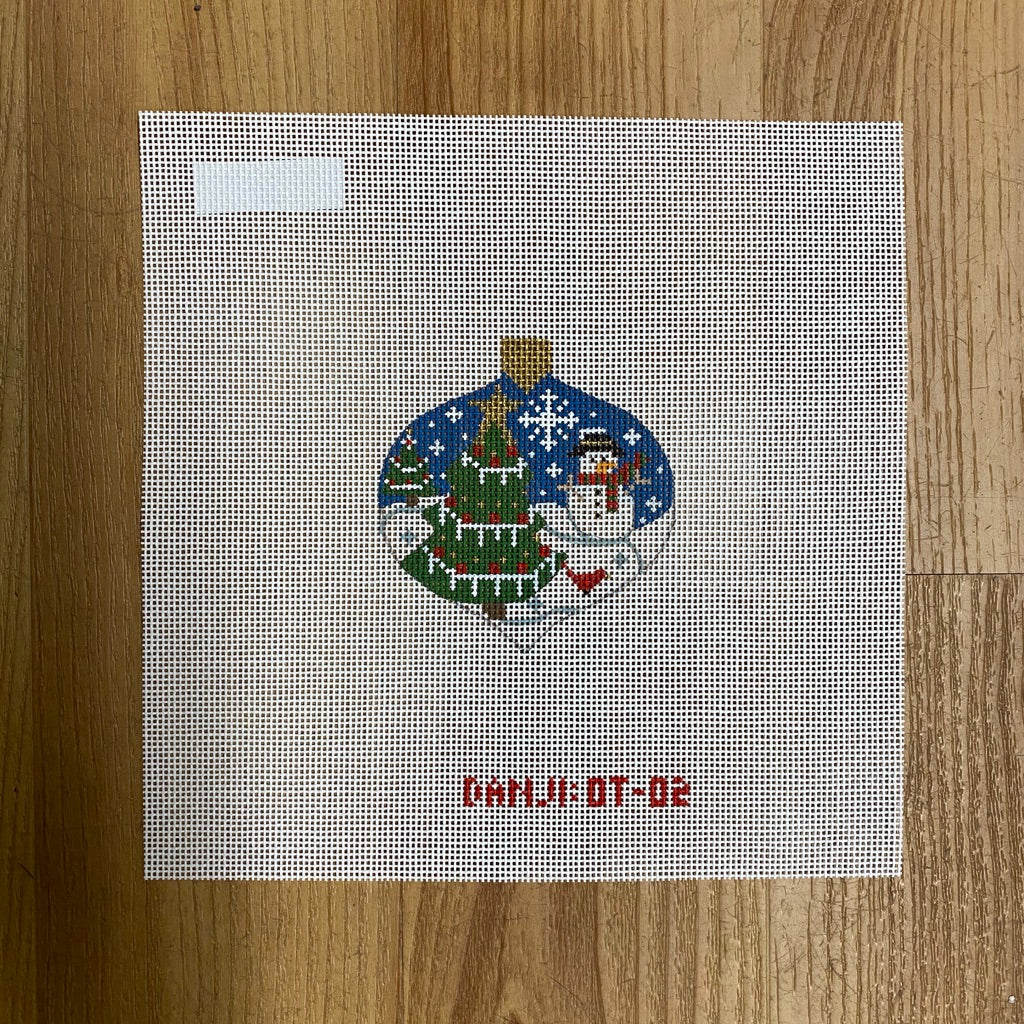 Snowman and Tree Ornament Canvas