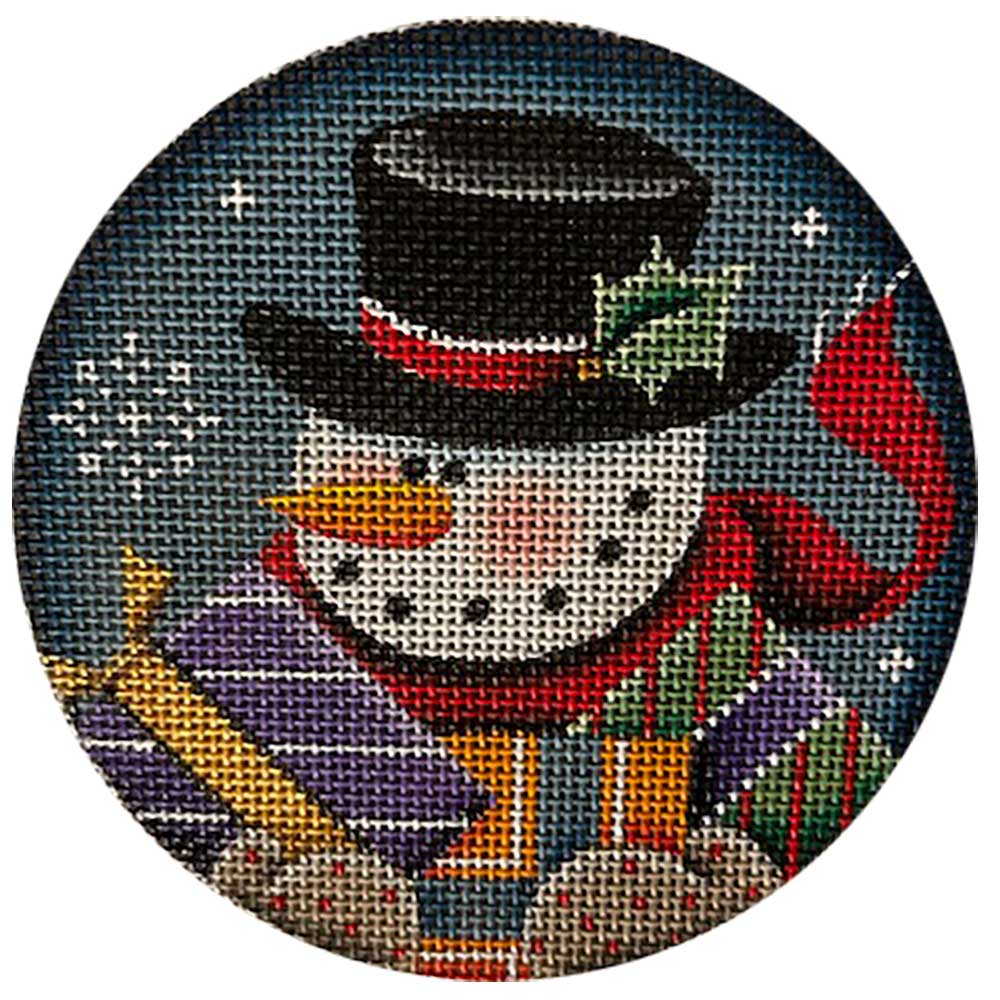 Snowman Gifts Round Canvas