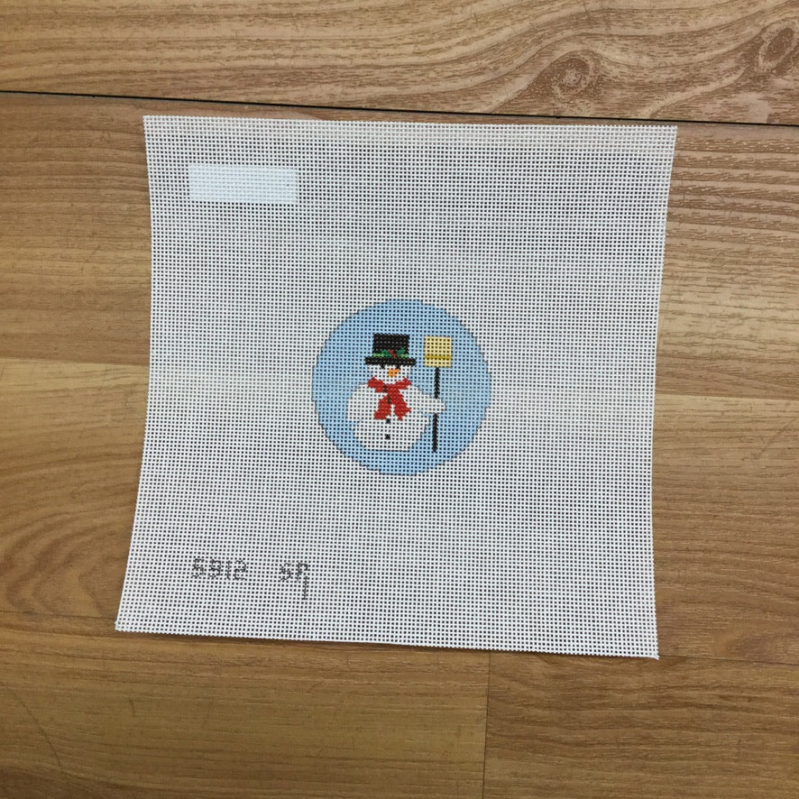 Snowman Round Canvas