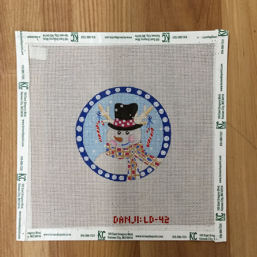 Snowman Round Ornament Canvas