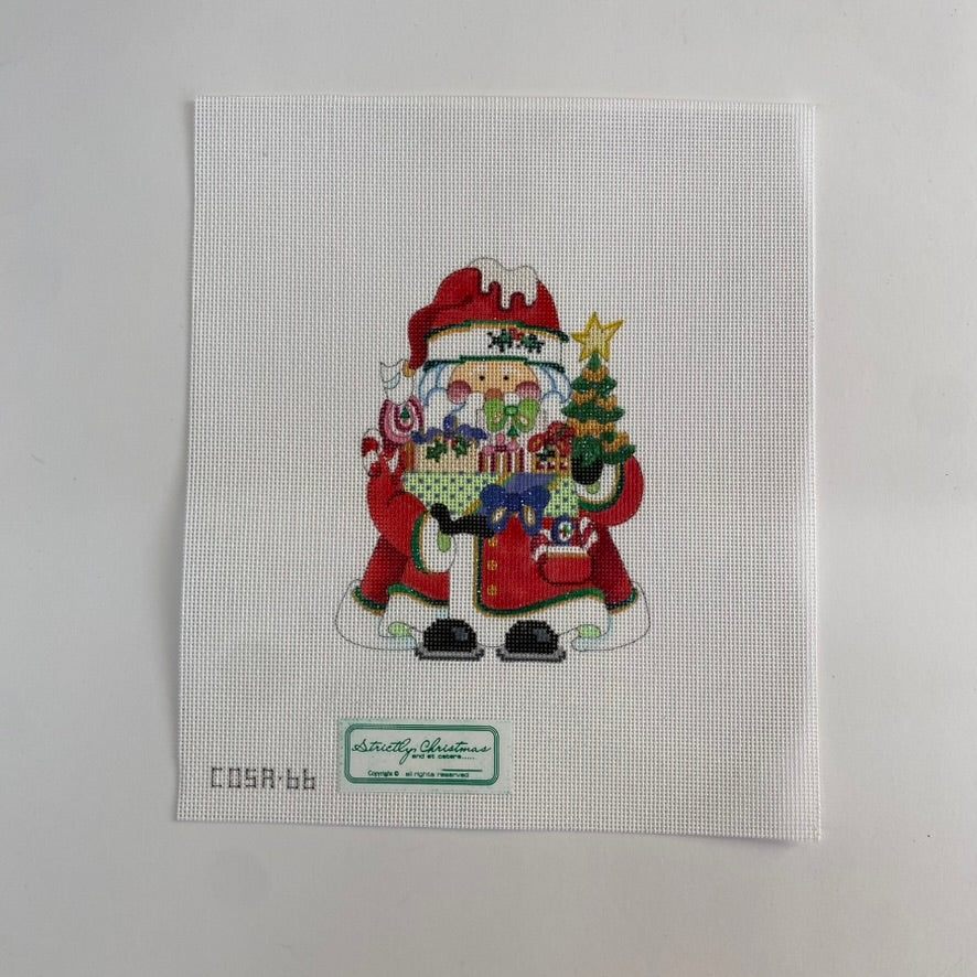 Squatty Santa with Presents and Tree Canvas