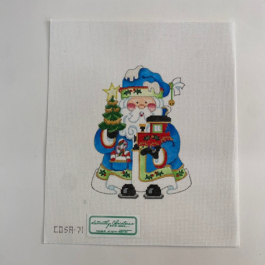 Squatty Santa with Train Canvas