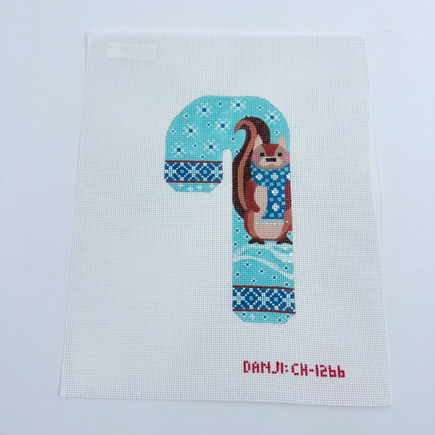 Squirrel Candy Cane Canvas