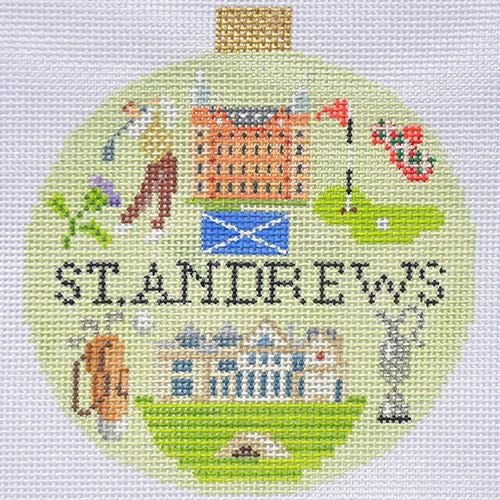 St. Andrews Travel Round Needlepoint Canvas