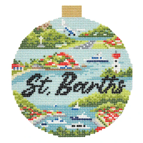 St. Bart's Travel Round Needlepoint Canvas