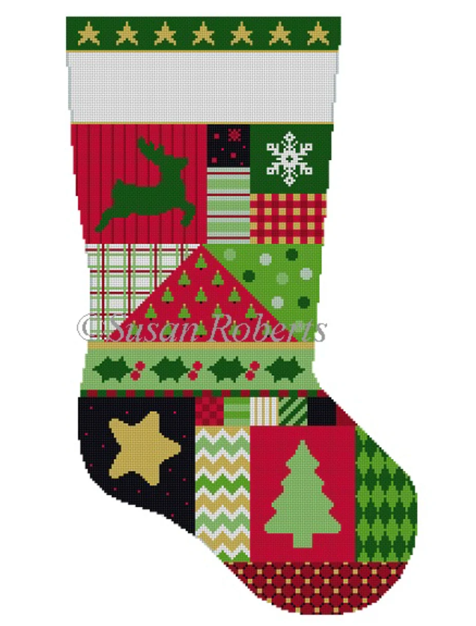 Star Patchwork Stocking Canvas