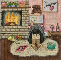 Stitching Girl Winter Needlepoint Canvas