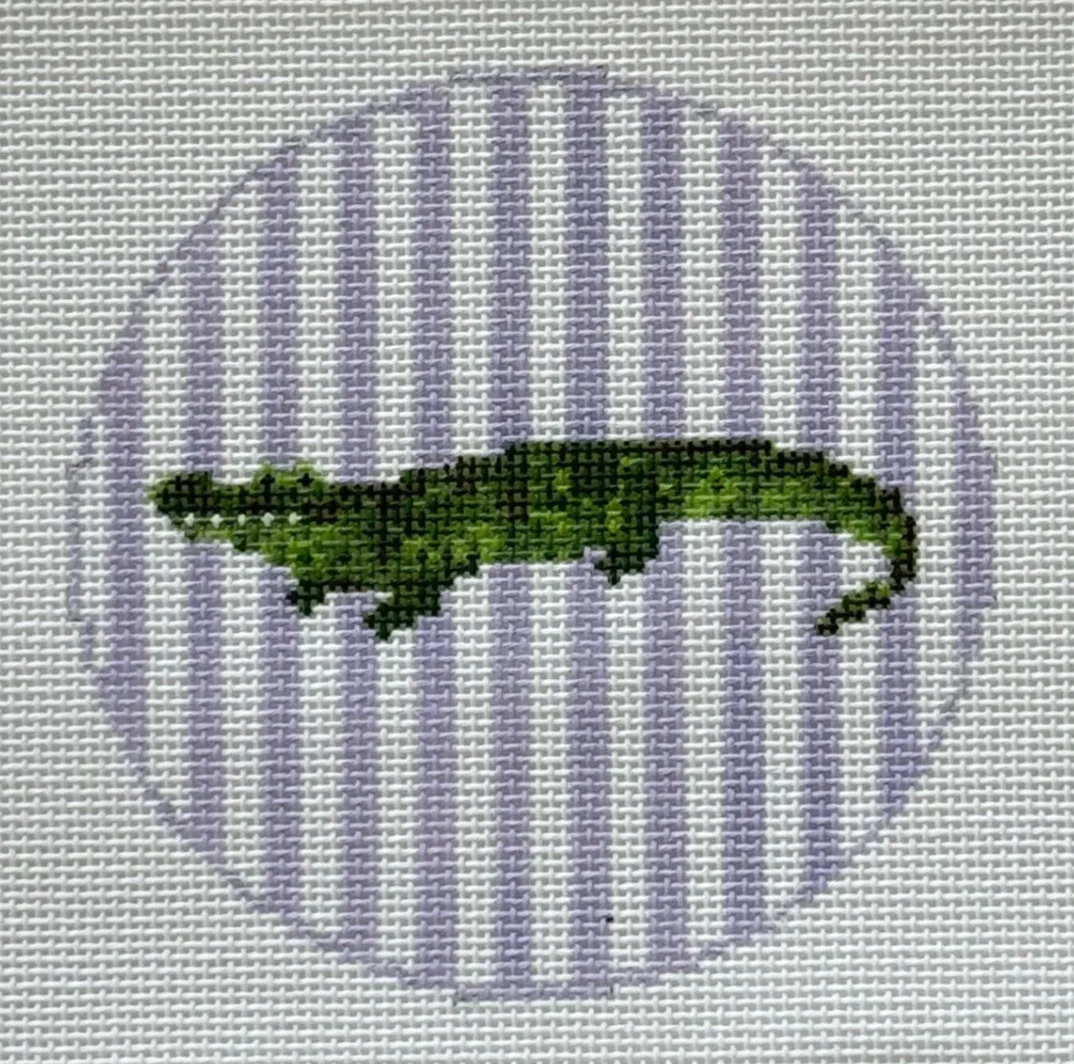 Striped Alligator Round Canvas