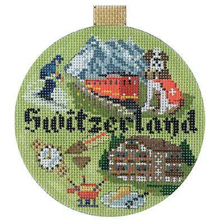 Switzerland Travel Round Canvas