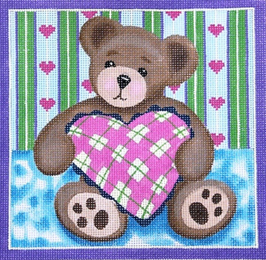 Teddy Bear Hugs His Pillow Canvas