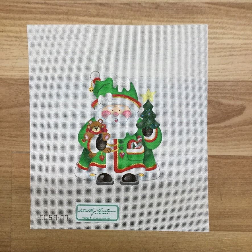 Teddy Bear Squatty Santa Canvas