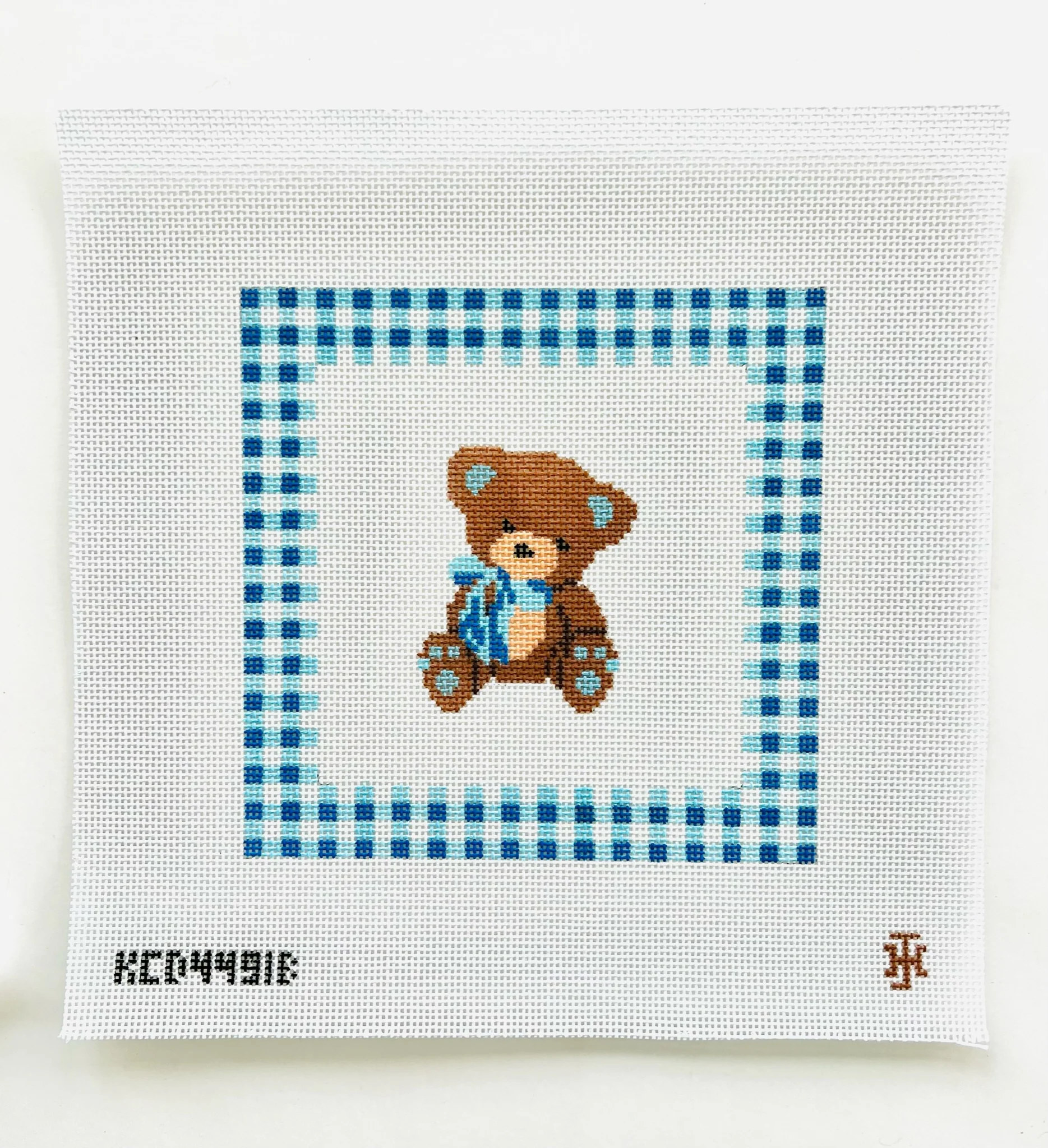 Teddy Bear with Gingham Border Pillow - Image 2