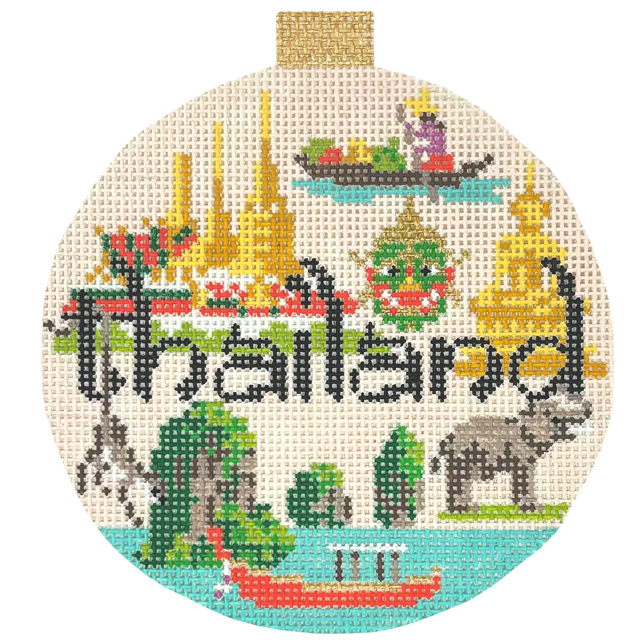 Thailand Travel Round Needlepoint Canvas