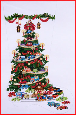 Transportation Tree Stocking Canvas