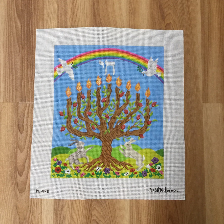 Tree of Life Menorah Multicolor Canvas