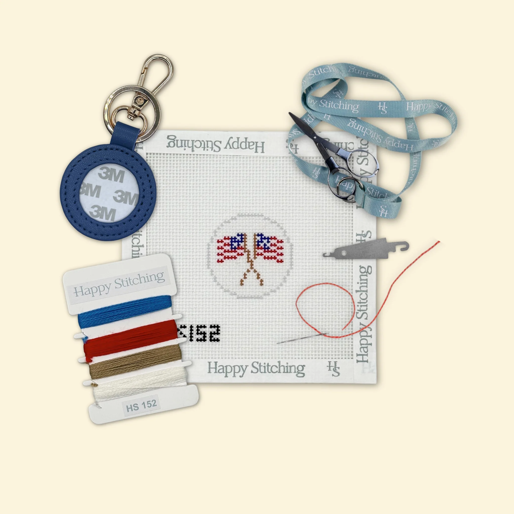 "Two Flags" Happy Stitching All-In-One Key Fob/Bag Tag Kit