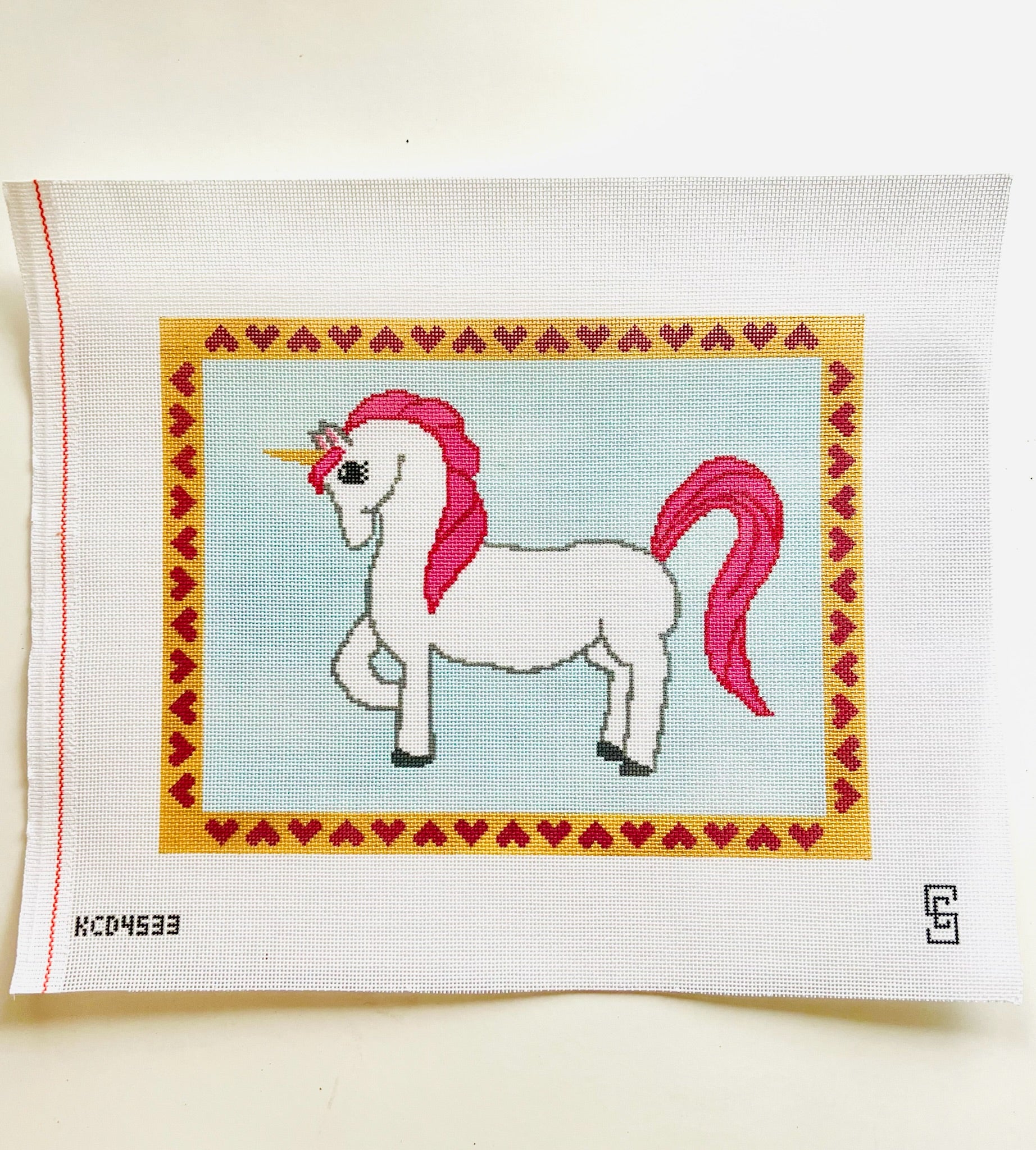 Unicorn with Heart Border Canvas