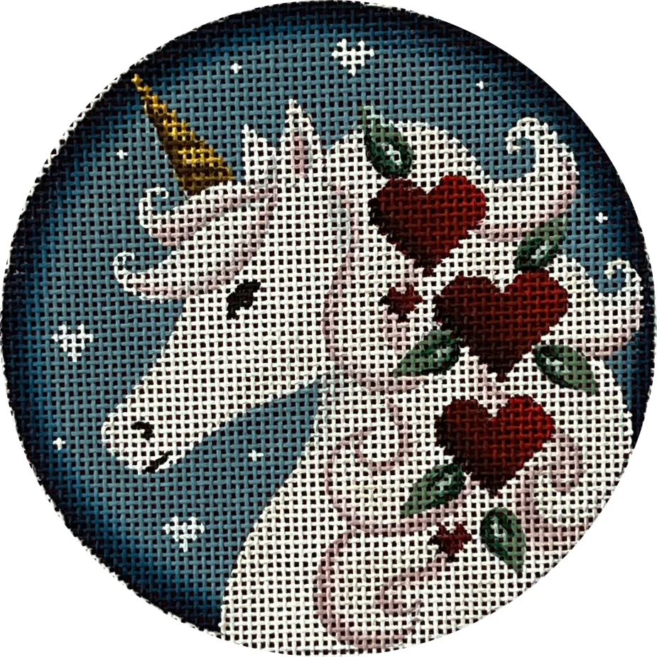 Valentine Unicorn Round Canvas