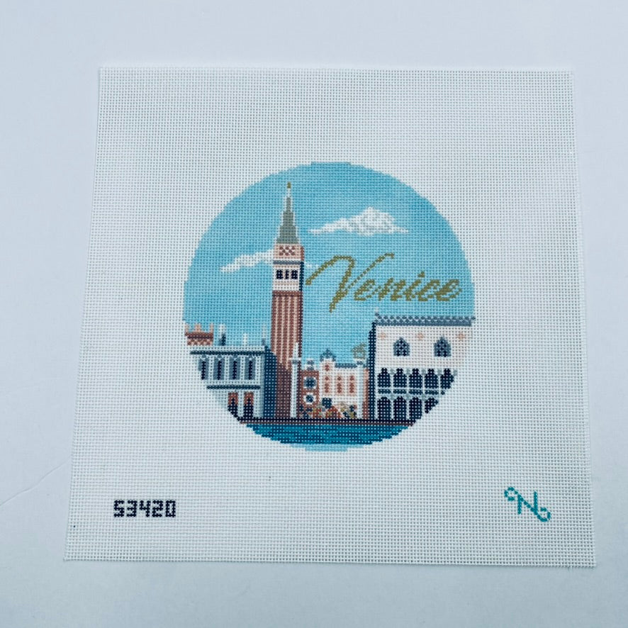 Venice Travel Round Canvas