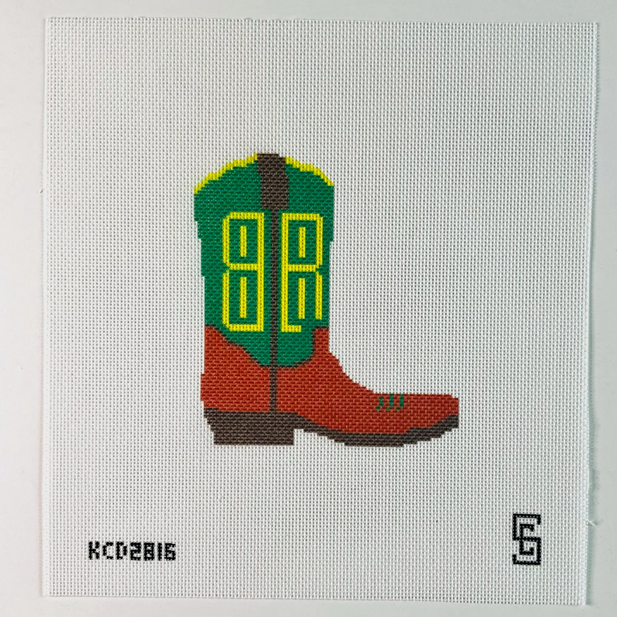 Green and Yellow Cowboy Boot Canvas