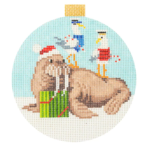 Walrus and Seagulls Needlepoint Canvas