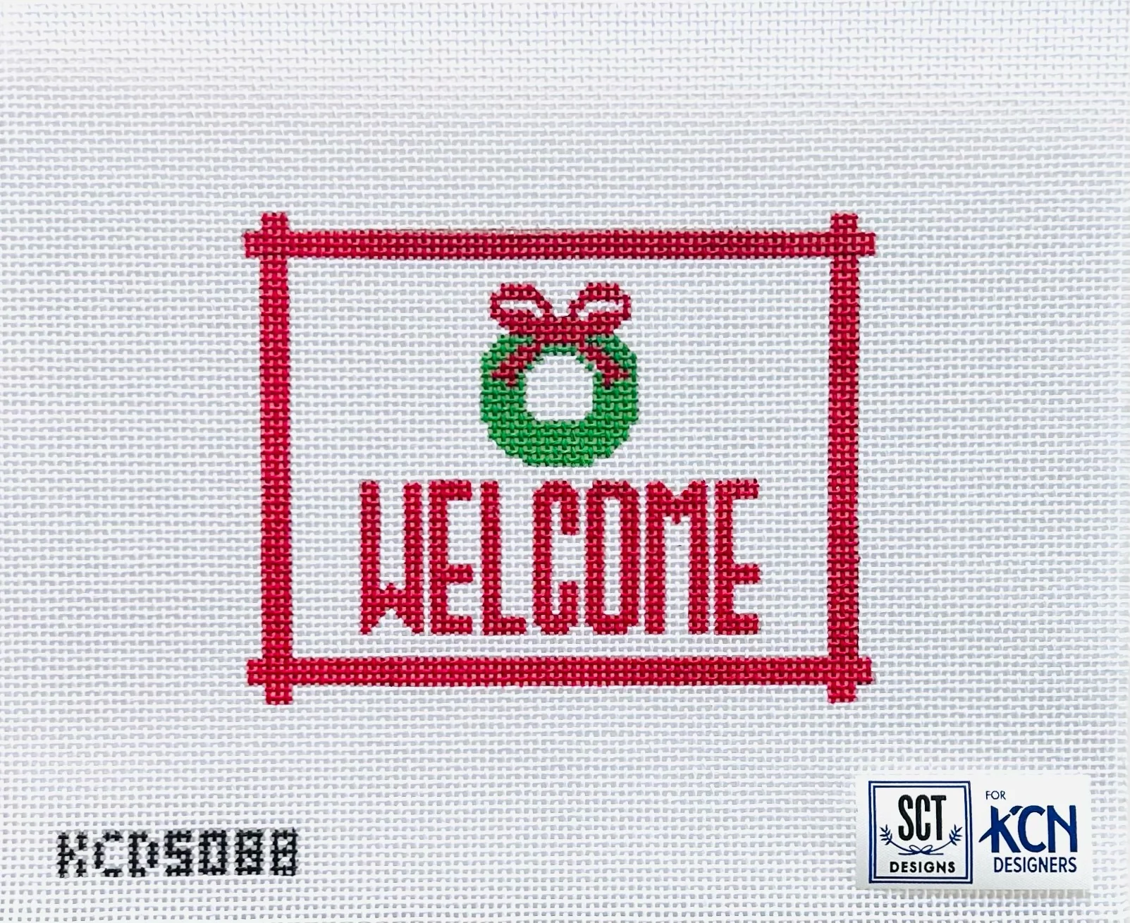 Welcome Sign Red with Wreath