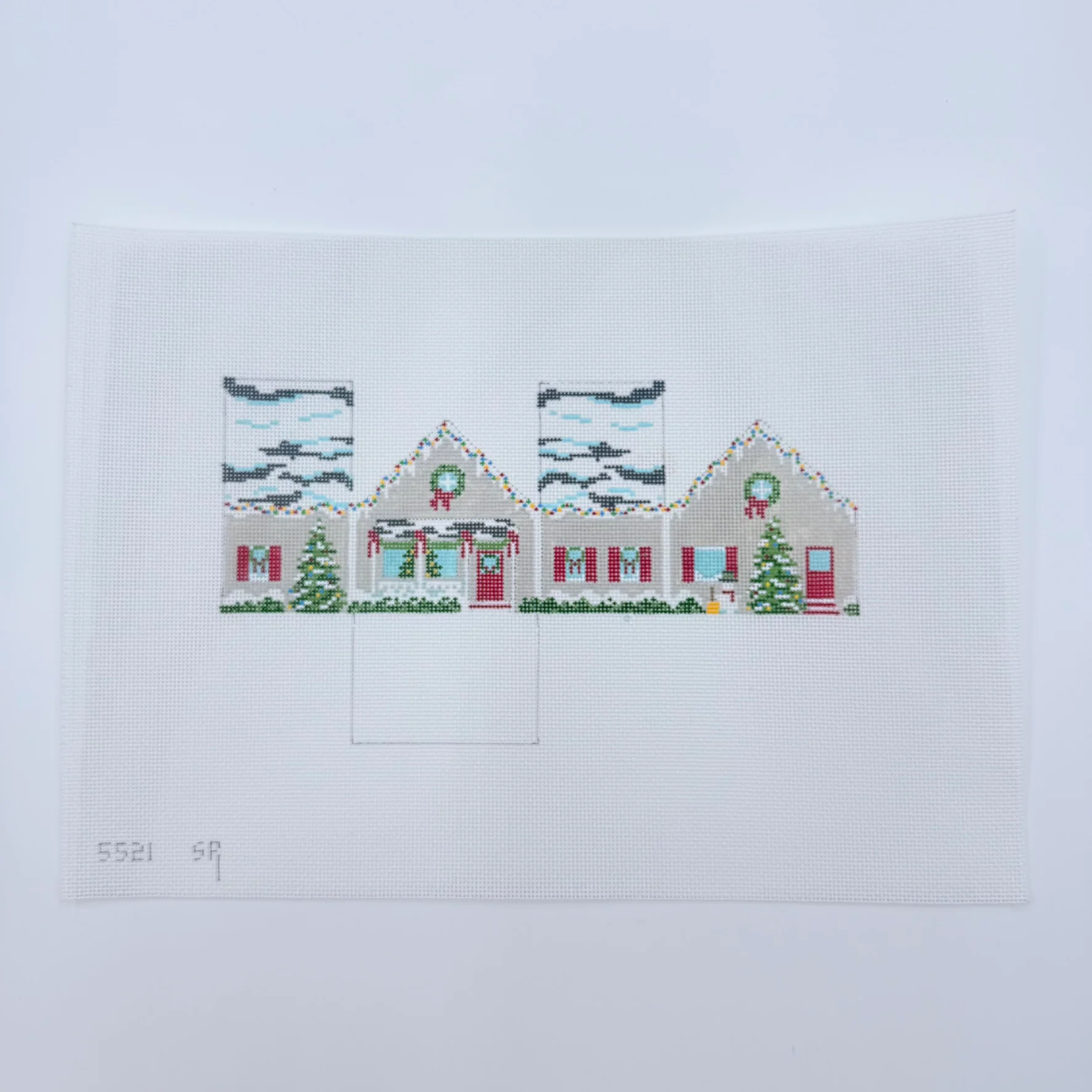 White Christmas House Mini House Canvas