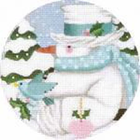 White Winter Snowman Needlepoint Canvas