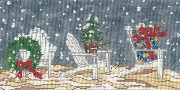 Winter Adirondack Chairs Needlepoint Canvas