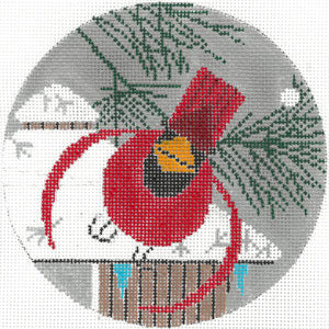 Winter Cardinal Round Canvas
