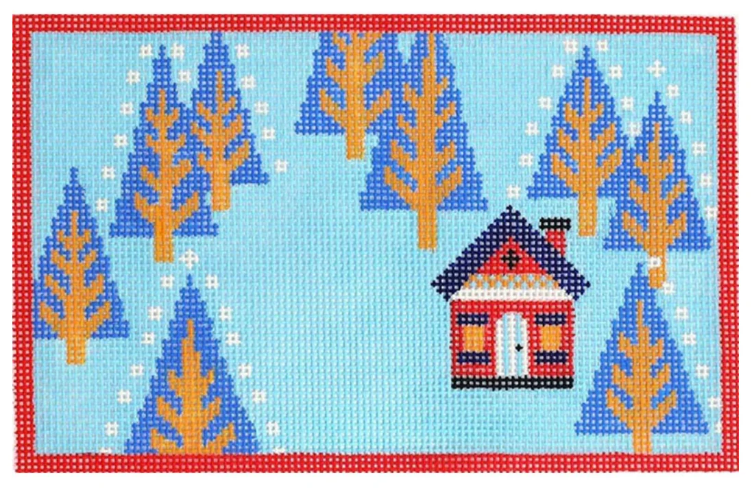 Woodland Home in Winter Canvas